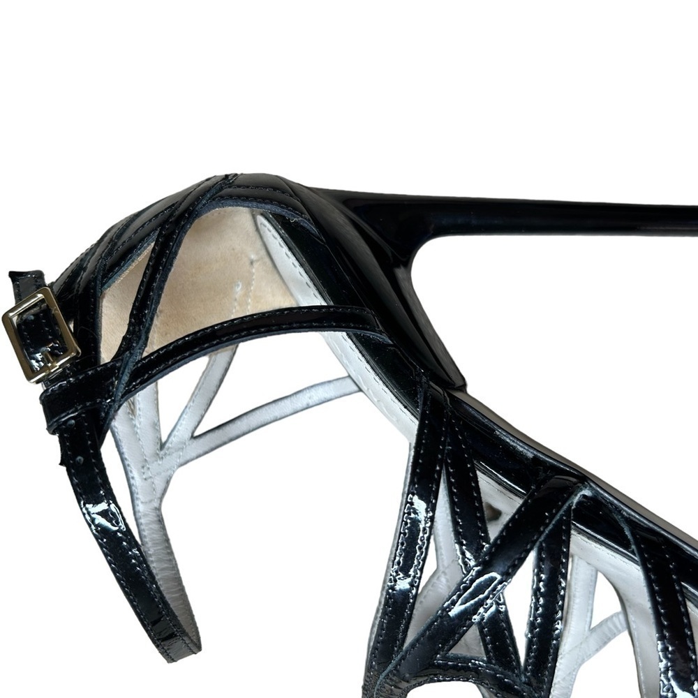 Jason Wu Black Patent Leather Strappy Stiletto Heel Sandal Made in Italy 6.5 - Picture 6 of 16
